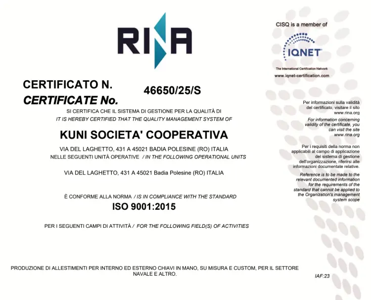 Certificazione ISO 9001 - Kuni